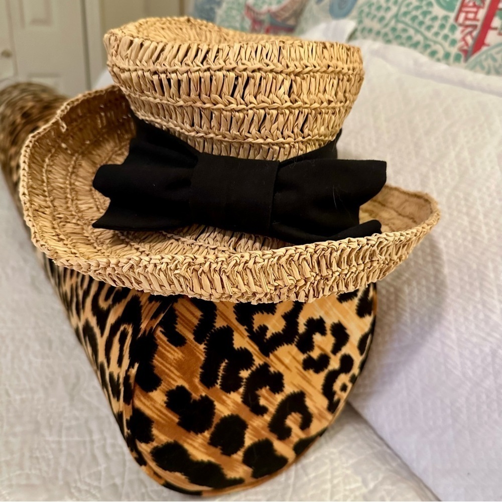 Packable Straw Hat with Black Bow and Coastal Grandma Vibes